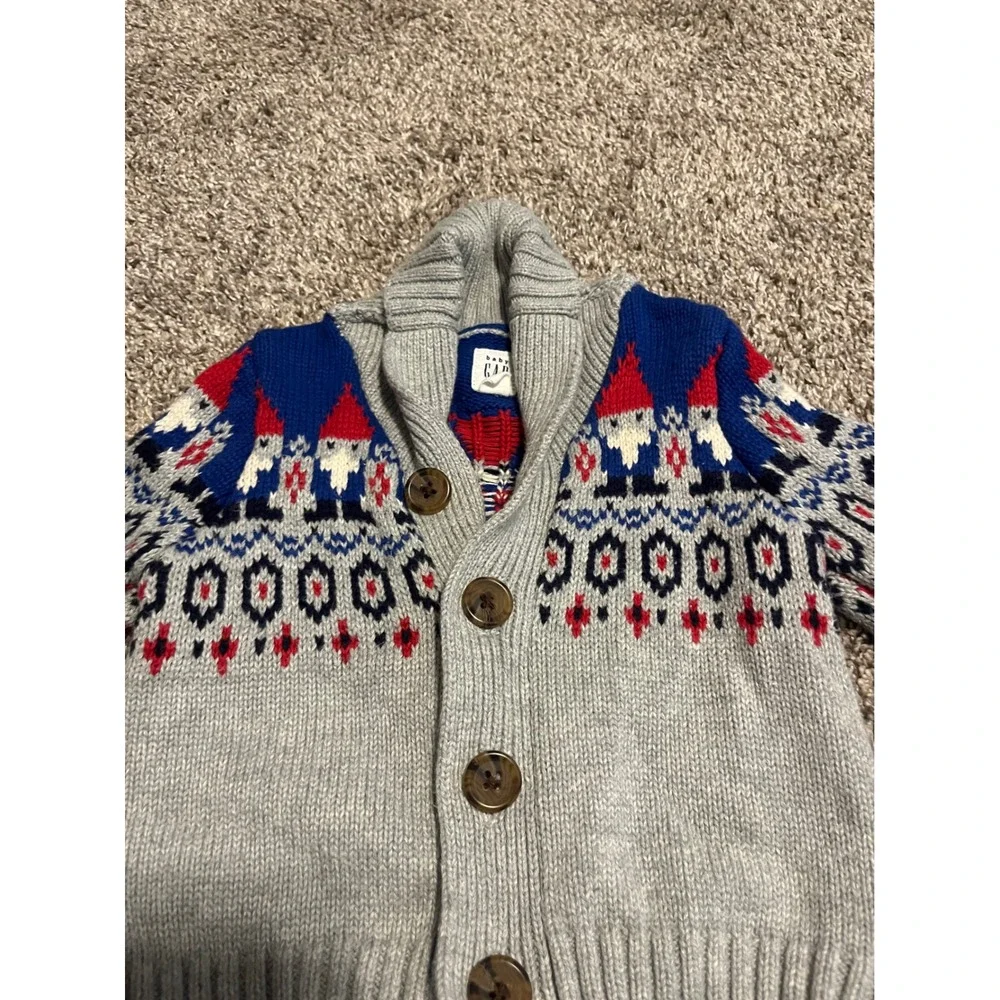 Baby Gap Infant Christmas Gnome Button Up Sweater 3-6M‎
